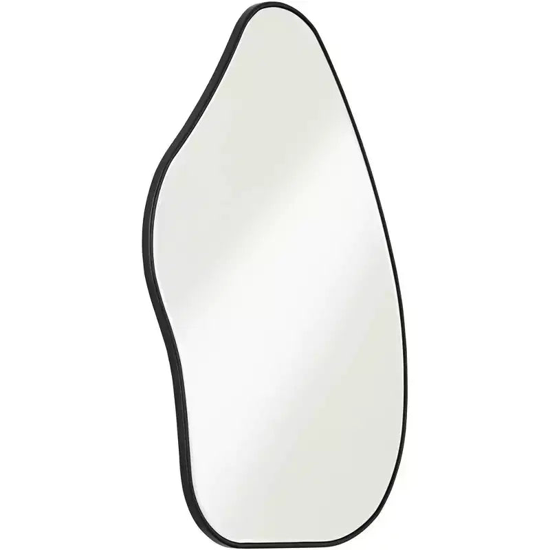 Cavandish Specchio da Parete Curvo Astratto Rotondo con Cornice in Legno Nero Opaco, Bordo Smussato, Moderno, 71 cm, per Bagno