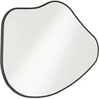 Cavandish Specchio da Parete Curvo Astratto Rotondo con Cornice in Legno Nero Opaco, Bordo Smussato, Moderno, 71 cm, per Bagno