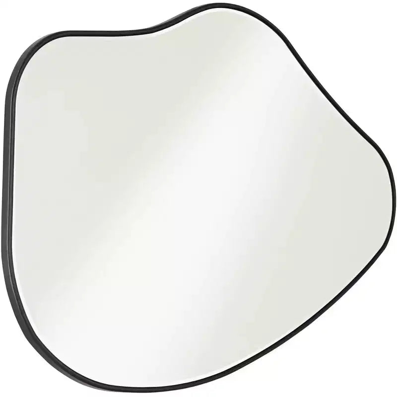 Cavandish Specchio da Parete Curvo Astratto Rotondo con Cornice in Legno Nero Opaco, Bordo Smussato, Moderno, 71 cm, per Bagno