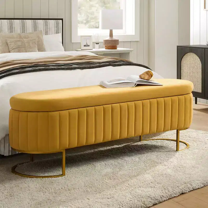 Panca contenitore Bernardo con scomparti interni e motivo trapuntato a canali|ART OF LIVING DESIGNS