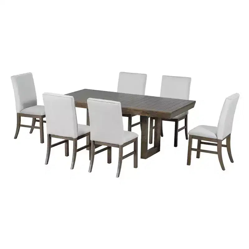 Set tavolo da pranzo 7 pezzi con 6 sedie imbottite