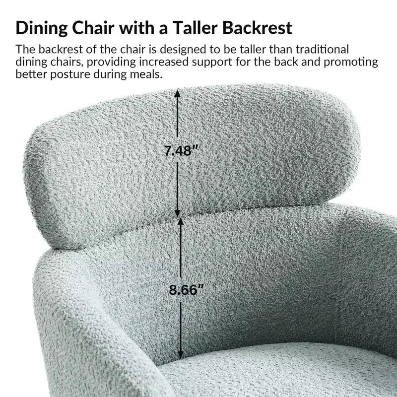 Sedia da pranzo Curt Boucle con schienale rialzato e gambe in metallo, set da 6