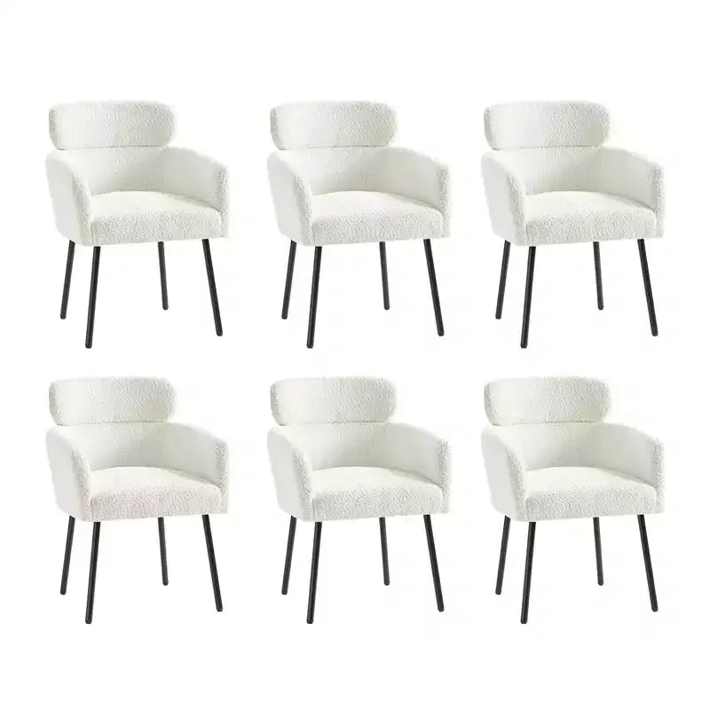 Sedia da pranzo Curt Boucle con schienale rialzato e gambe in metallo, set da 6