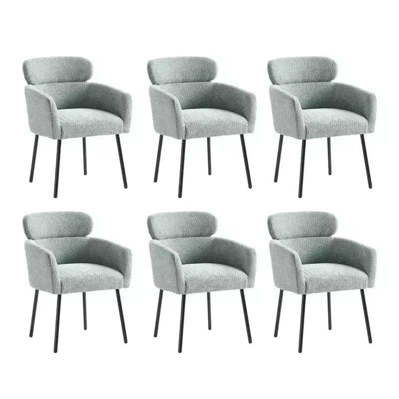 Sedia da pranzo Curt Boucle con schienale rialzato e gambe in metallo, set da 6