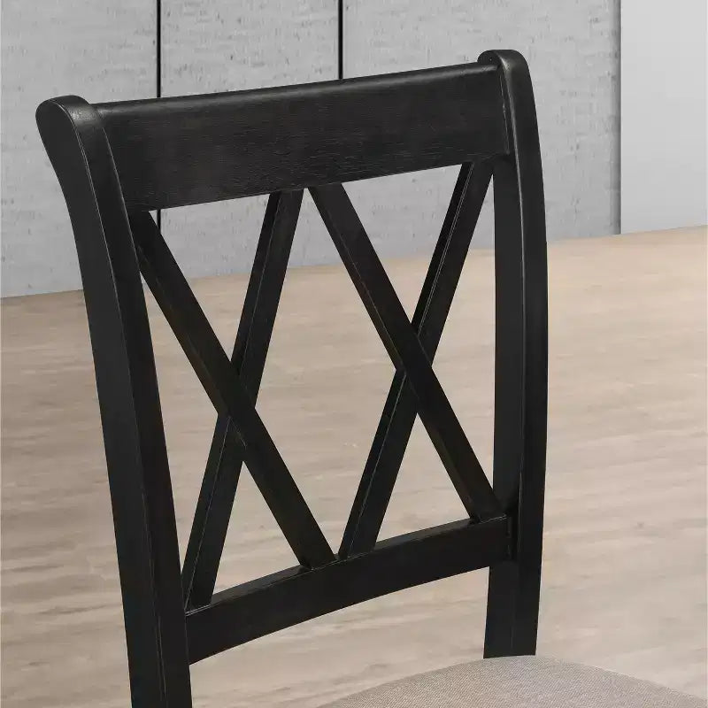 Set da pranzo Arroyo, tavolo da pranzo Hairpin con 4 sedie a croce, nero intenso, 5 pezzi