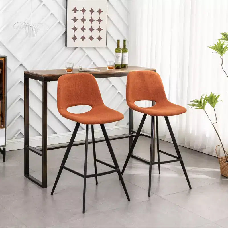 Sgabelli da bar Porth Fabric Kitchen 28,25, arancioni, set da 2