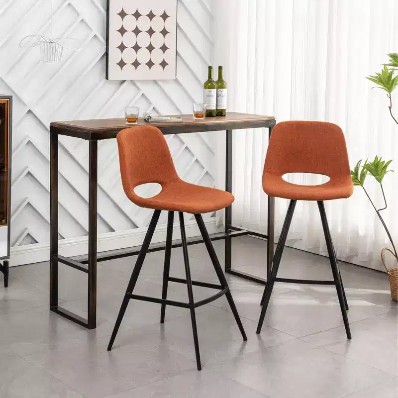 Sgabelli da bar Porth Fabric Kitchen 28,25, arancioni, set da 2