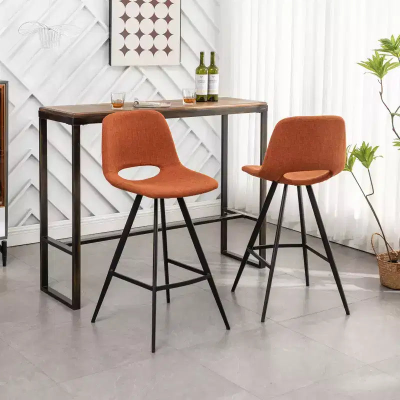 Sgabelli da bar Porth Fabric Kitchen 28,25, arancioni, set da 2