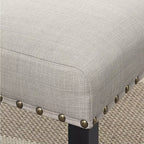 Biony Sgabelli in Tessuto Altezza Bancone con Rifiniture Borchiate, Marrone Chiaro, Set da 2