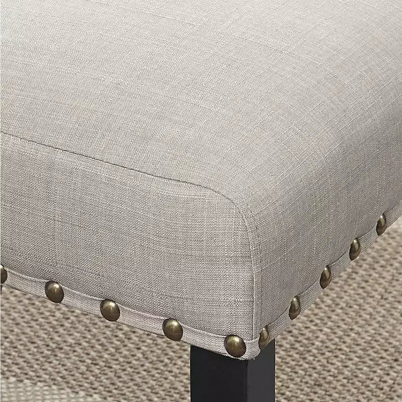Biony Sgabelli in Tessuto Altezza Bancone con Rifiniture Borchiate, Marrone Chiaro, Set da 2