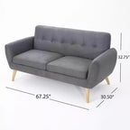 Divano GDFStudio Sheena Mid-Century Modern a 2 posti, imbottito e capitonné, 67,25 pollici