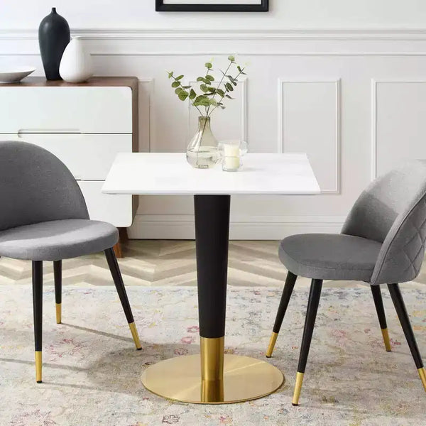 Tavolo da pranzo quadrato oro bianco